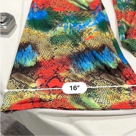 SHEIN SXY Crocodile Snakeskin Print Flare Leg Pants rainbow multicolor size 4XL - Picture 9 of 14